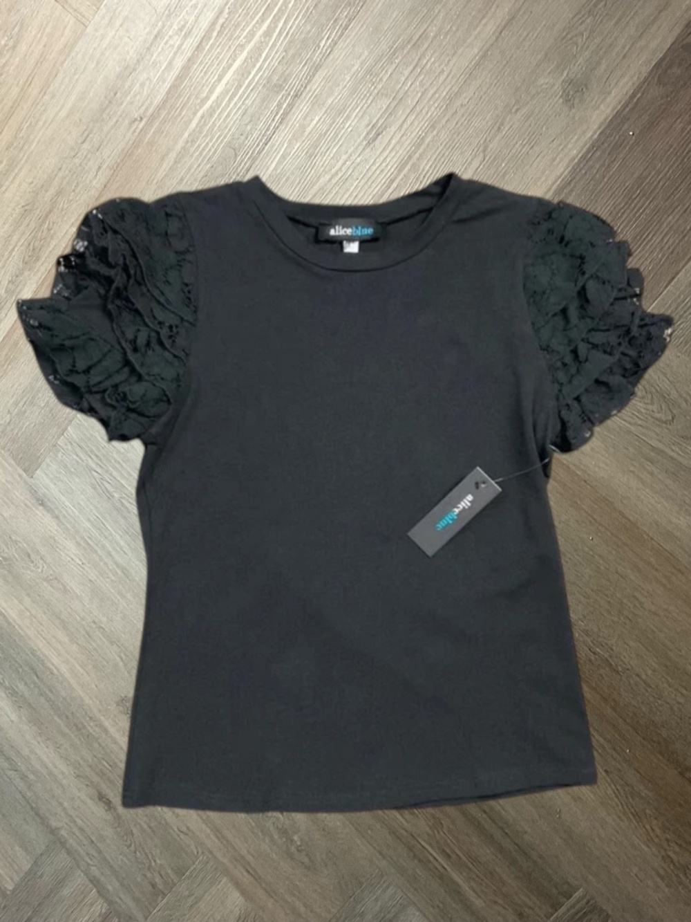 Alice Blue Lace Flutter Sleeve Coquette Top Womens Small Black Ballet Whimsigoth